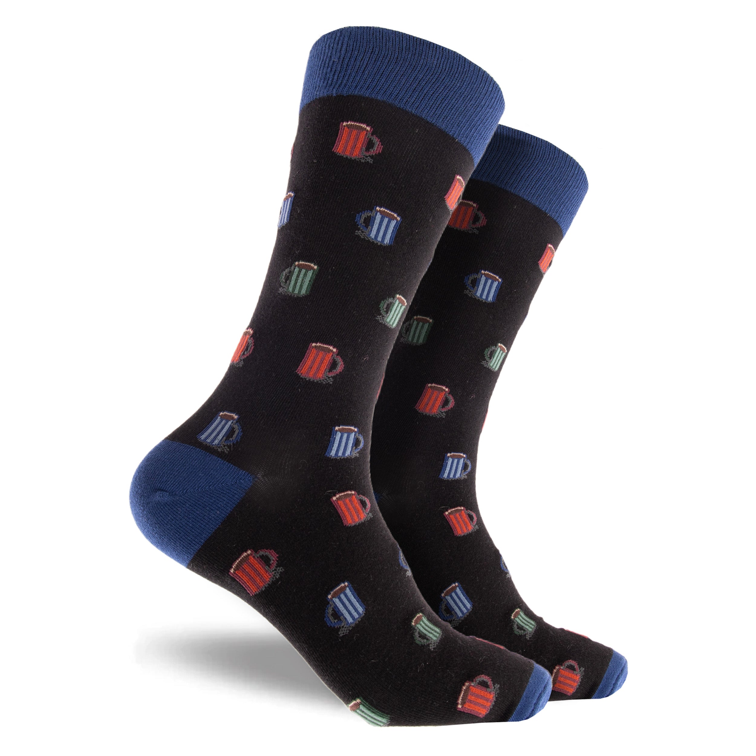 Men's Caffeine Super Fine Cotton Crew Socks - Black - Image 1