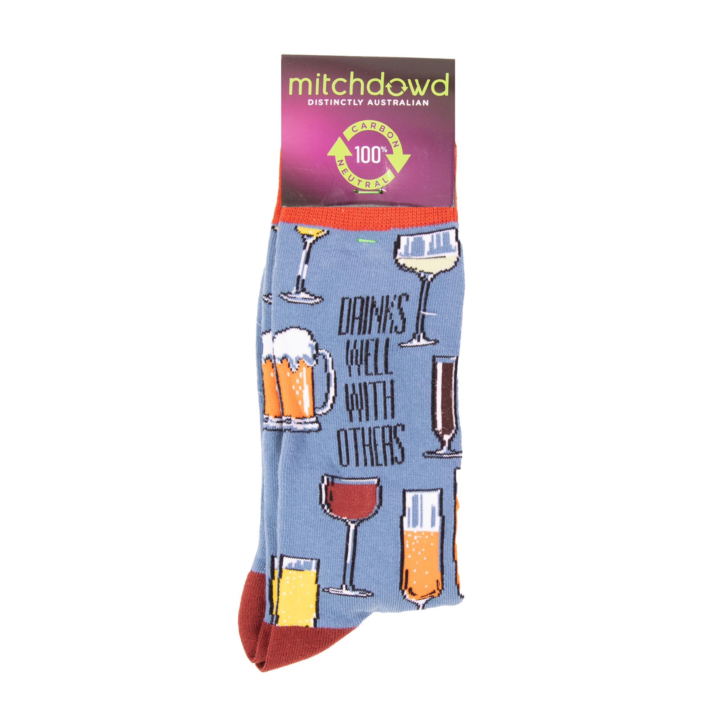 Men's Drinks Well With Others Cotton Crew Socks - Blue - Image 2