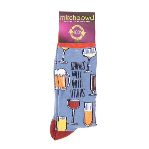 Men's Drinks Well With Others Cotton Crew Socks - Blue