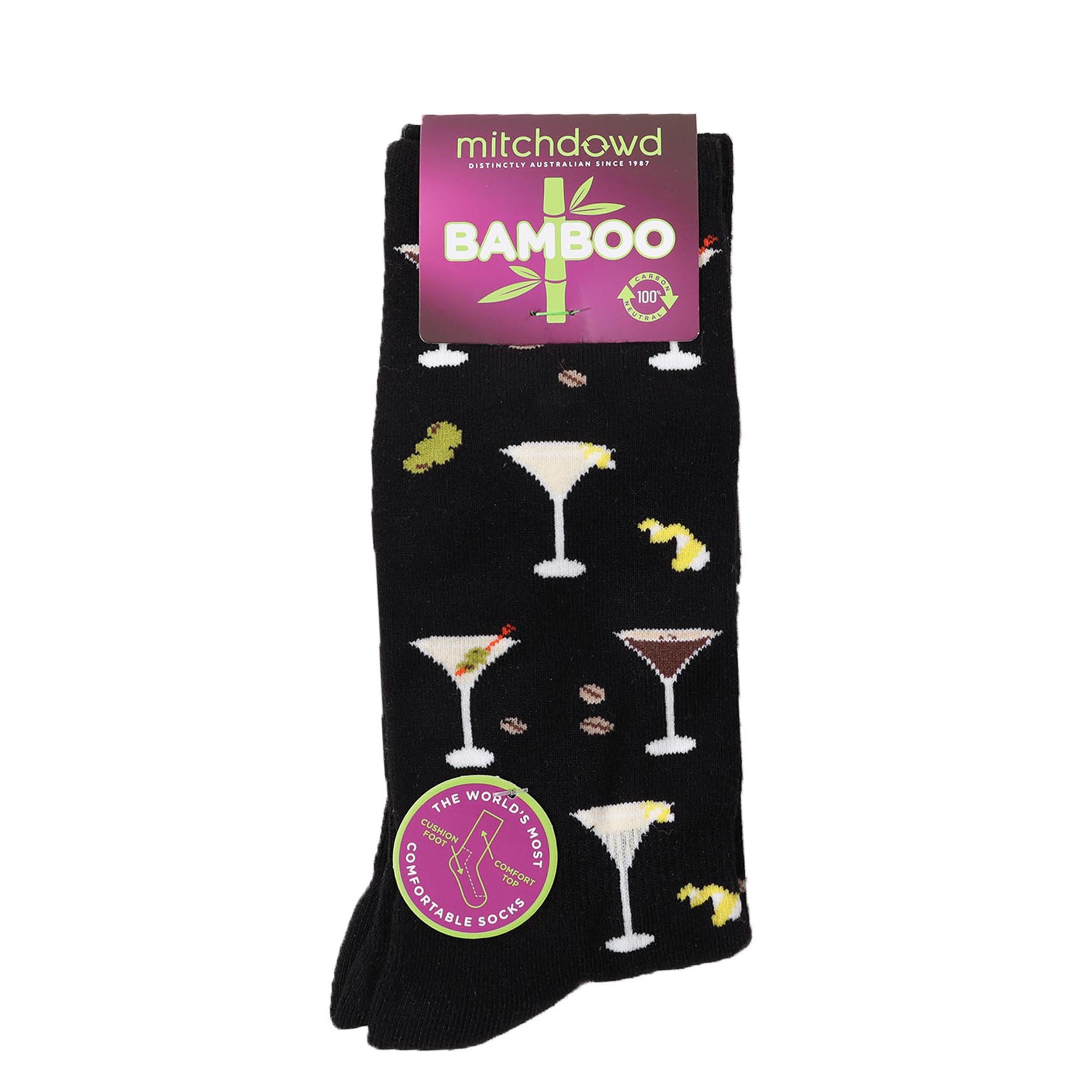 Men's Martini's Bamboo Comfort Crew Socks - Black - Image 1