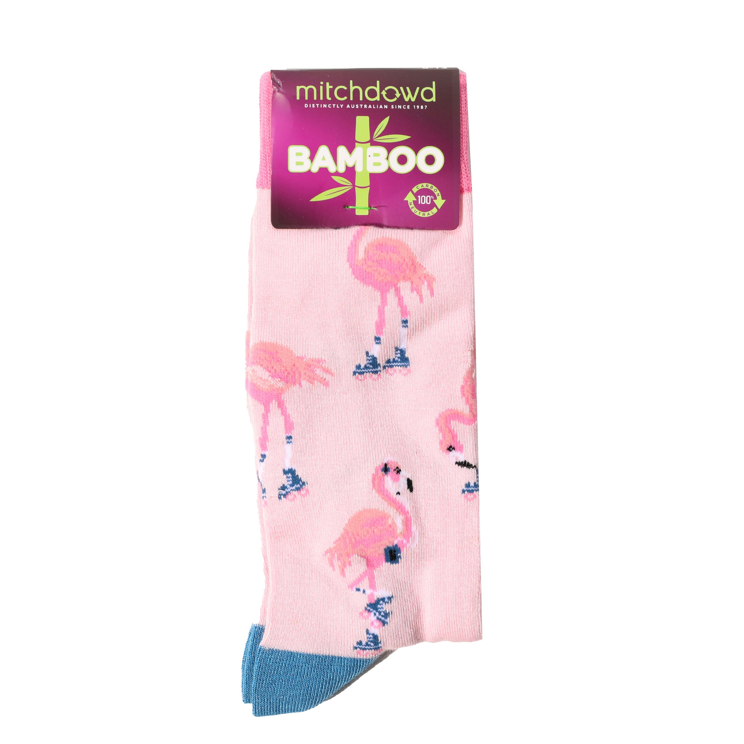 Men's Rolling Flamingos Cotton Crew Socks - Pink - Image 2