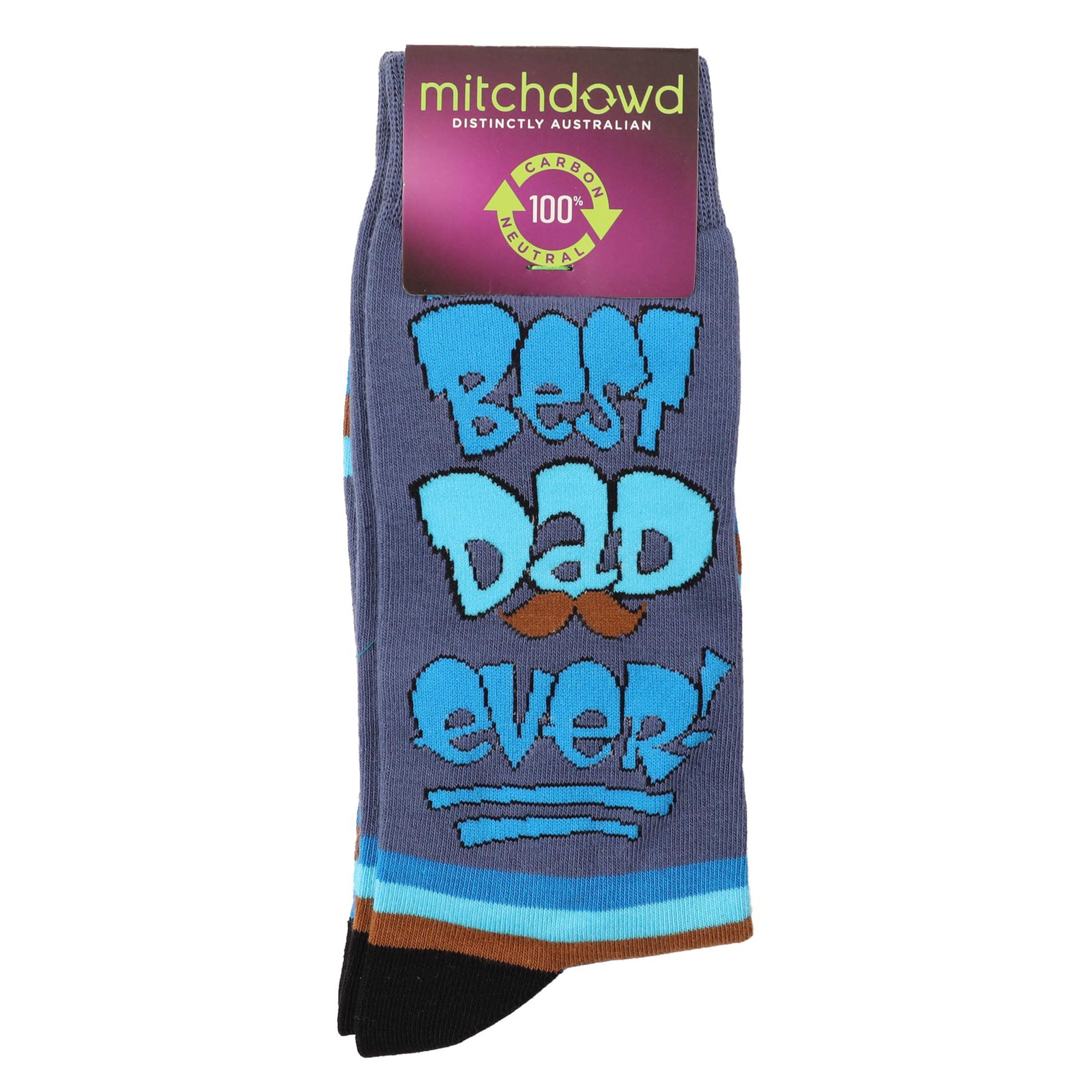 Men's Best Dad Ever Cotton Crew Socks - Blue - Image 2