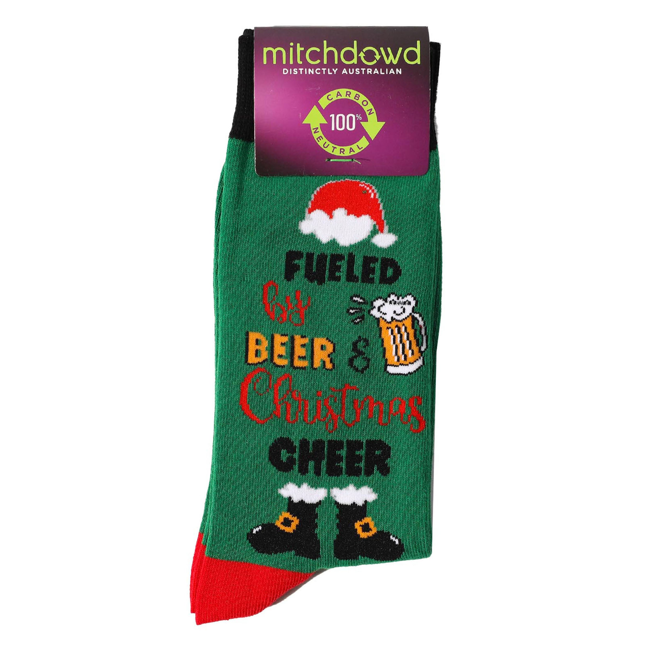 Men's Chrissy Cheer Cotton Crew Socks - Green - Image 2