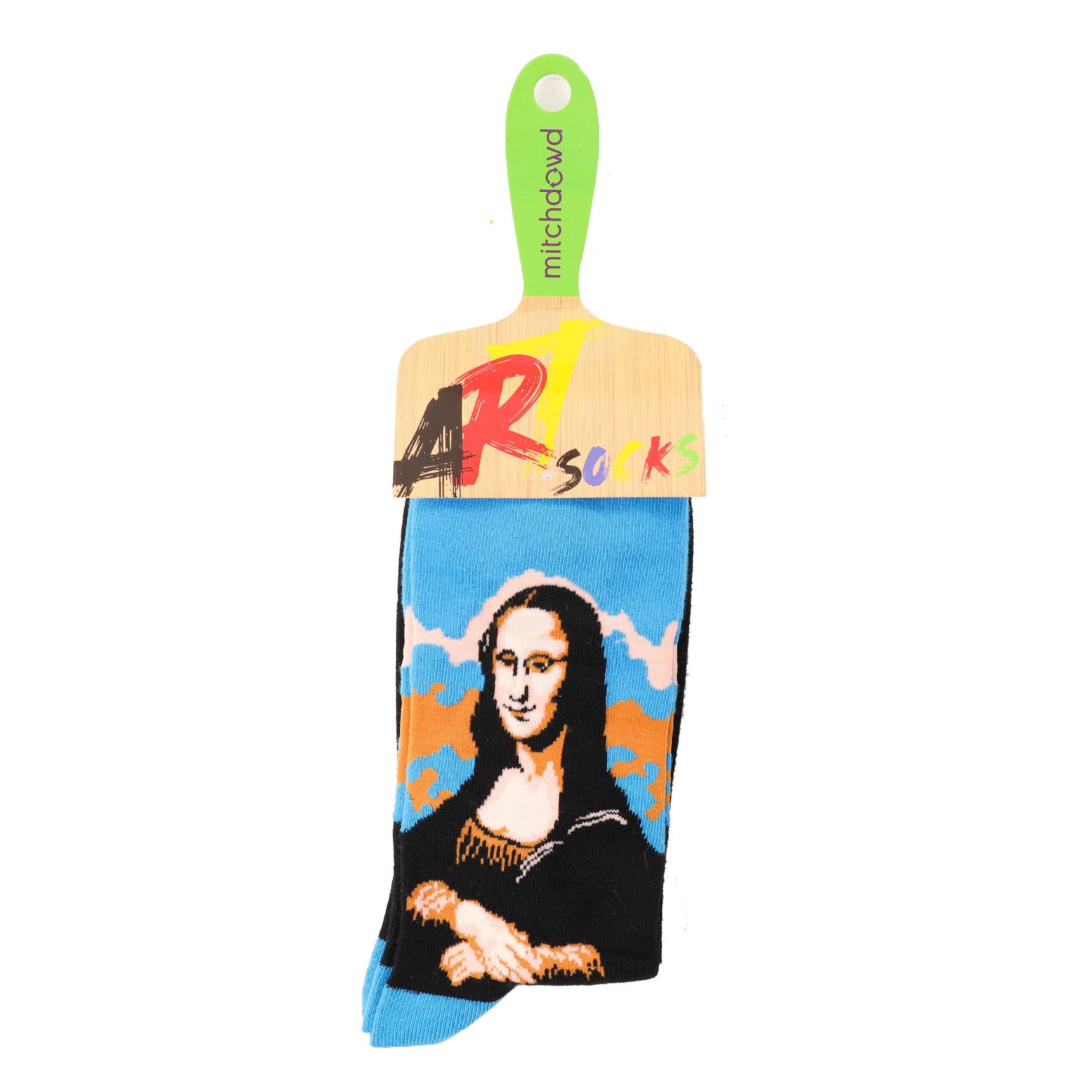 Men's Mona Lisa Art Series Cotton Crew Sock - Blue & Black - Image 2