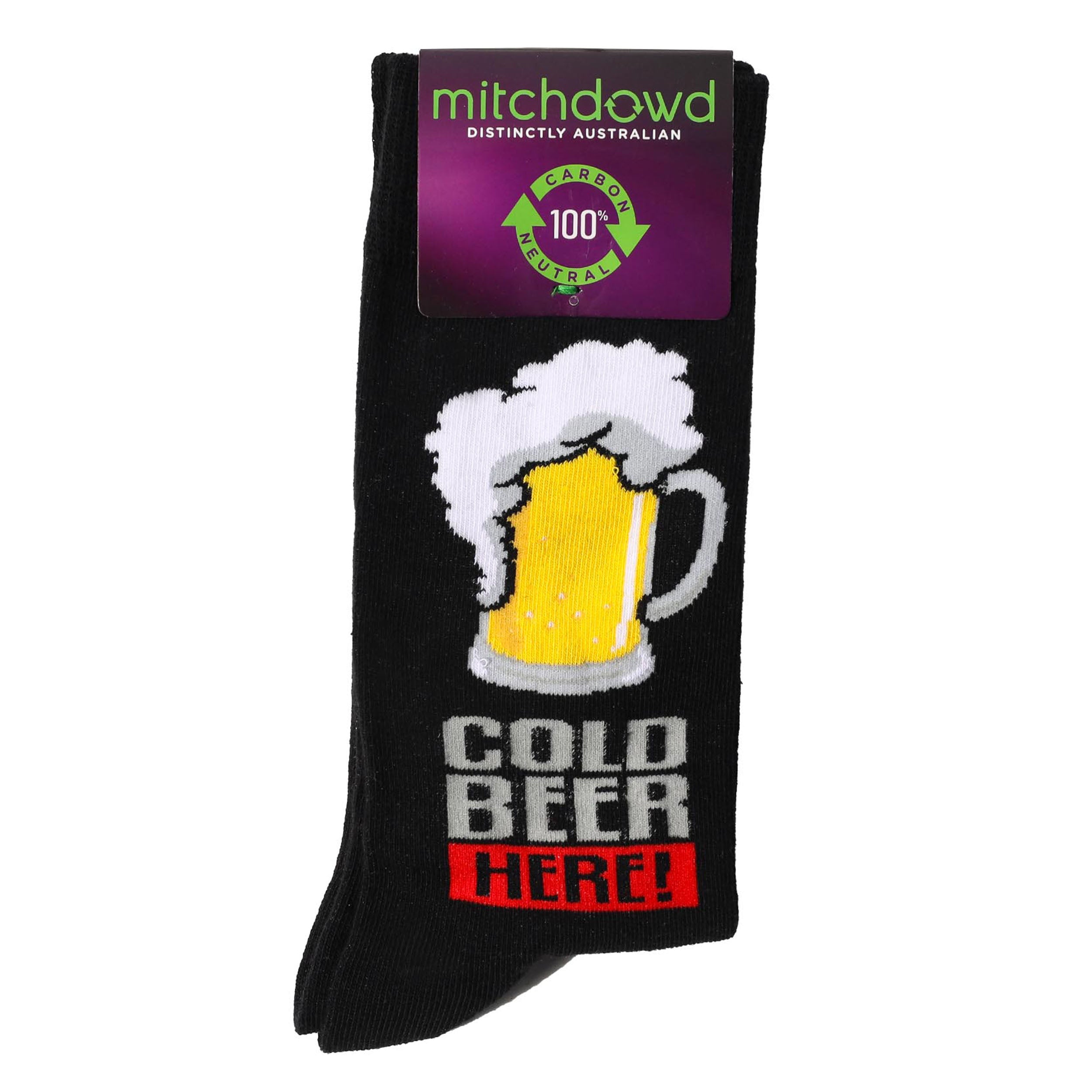 Men's Cold Beer Cotton Crew Socks - Black - Image 2