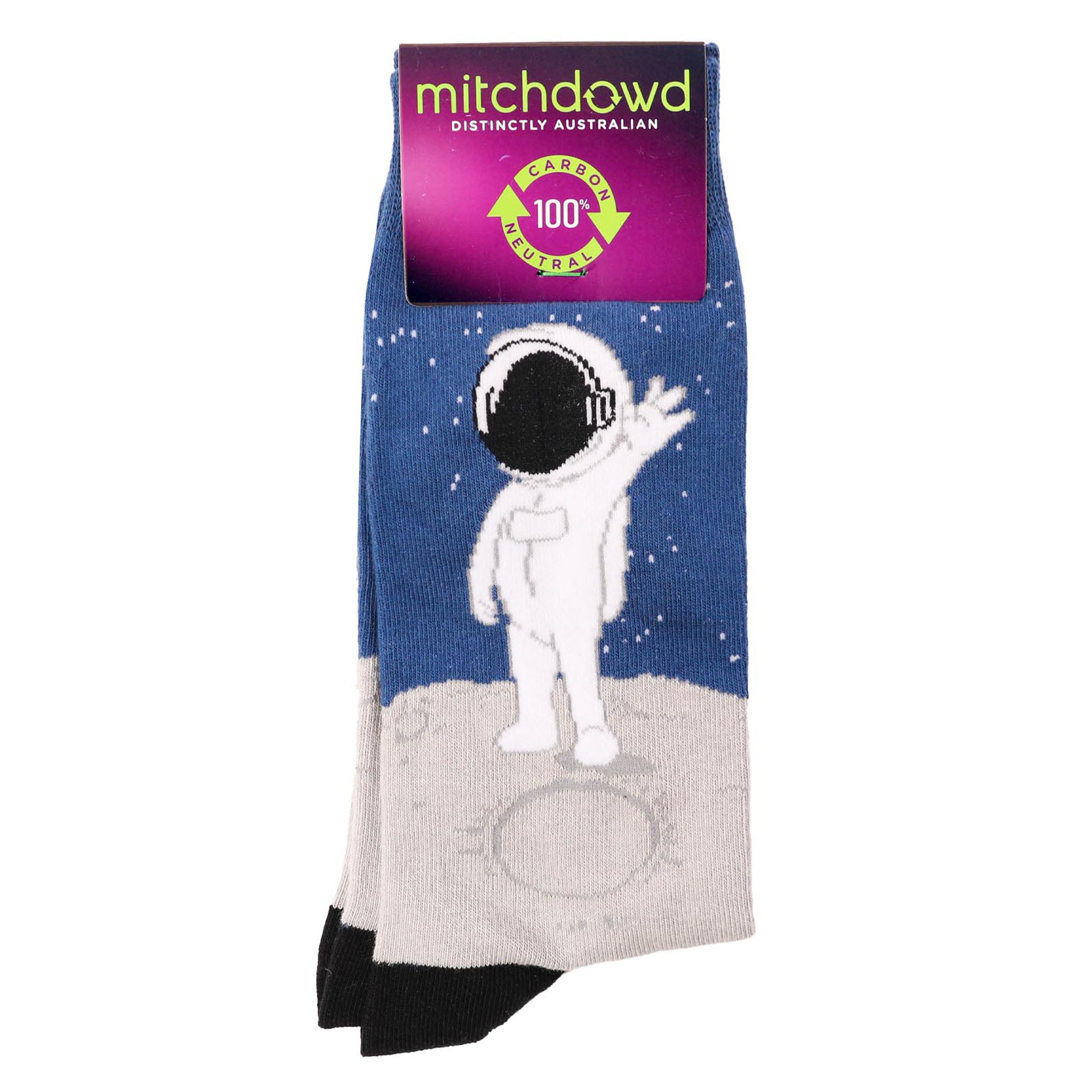 Men's Astronaut Cotton Crew Socks - Denim - Image 2