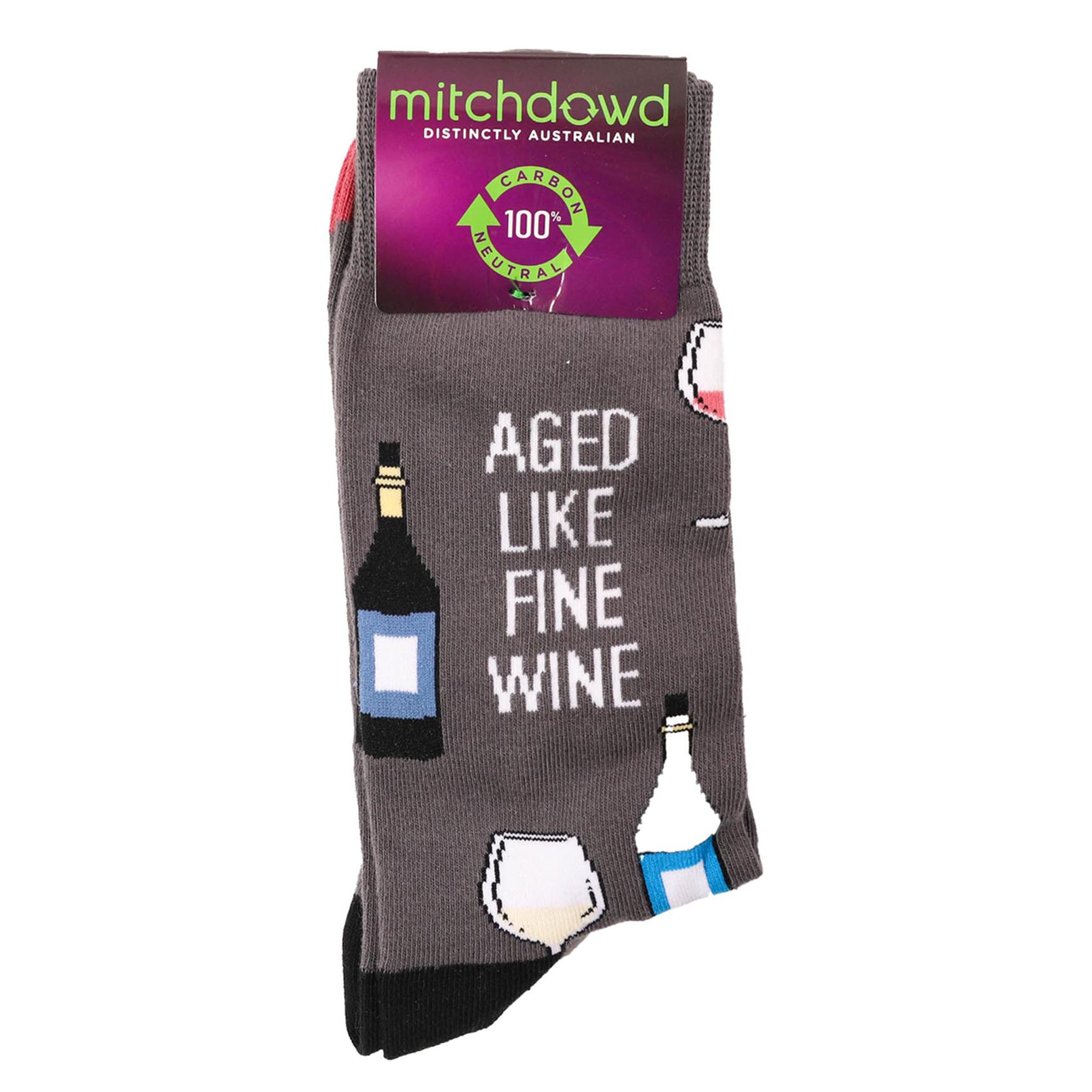 Men's Fine Wine Cotton Crew Socks - Black - Image 2