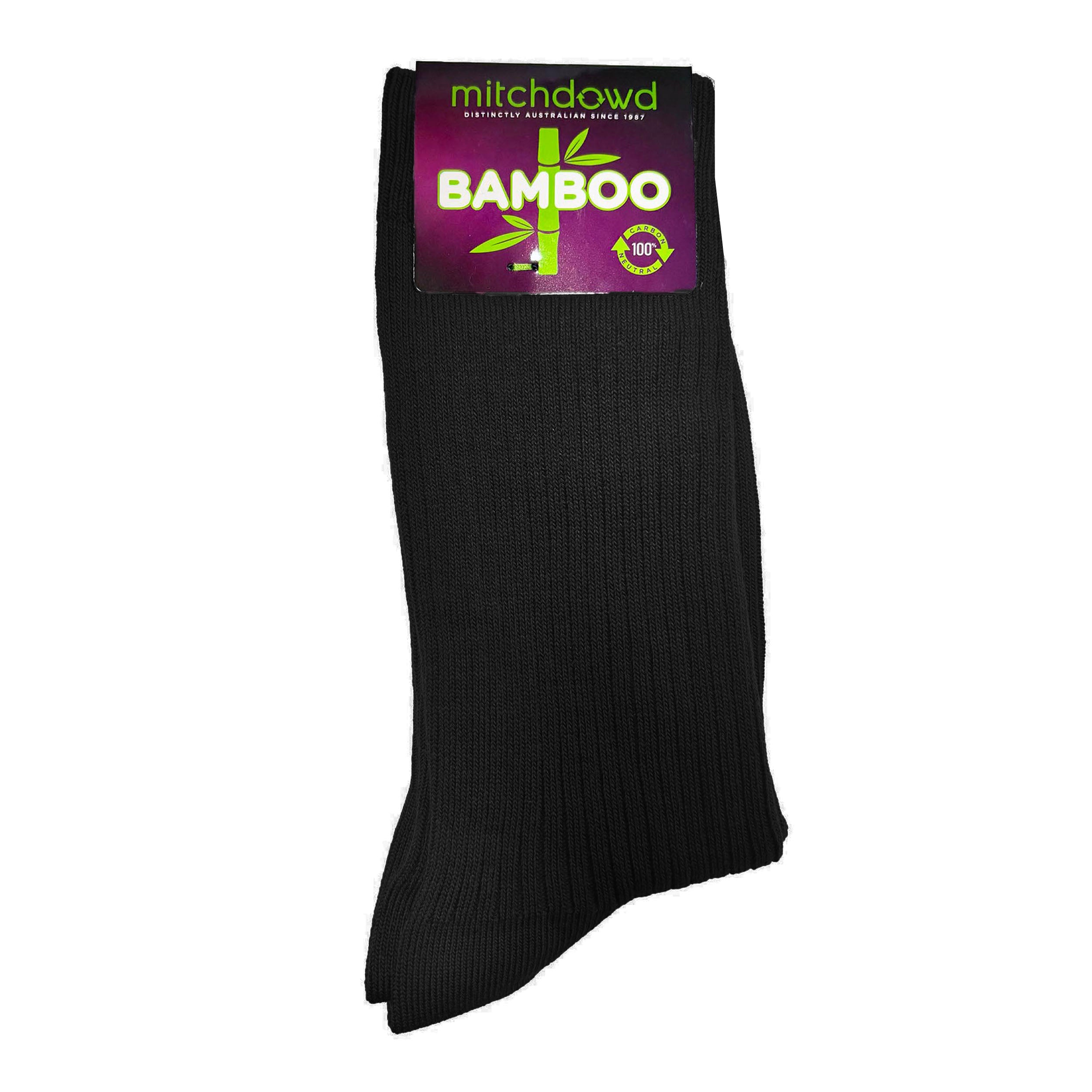 Men's Bamboo Rib Crew Socks - Black - Image 2