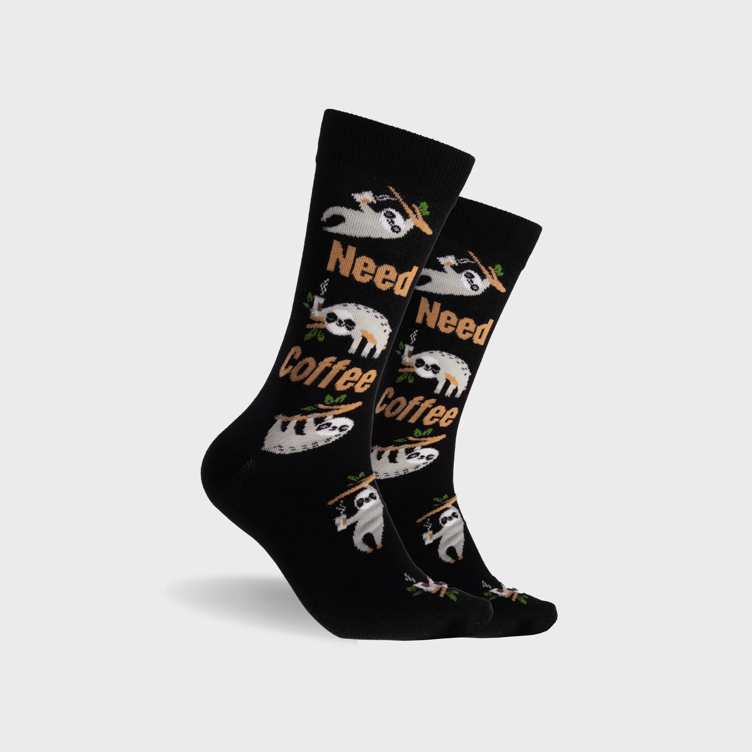 Mens Need Coffee Bamboo Crew Socks - Black - Image 1