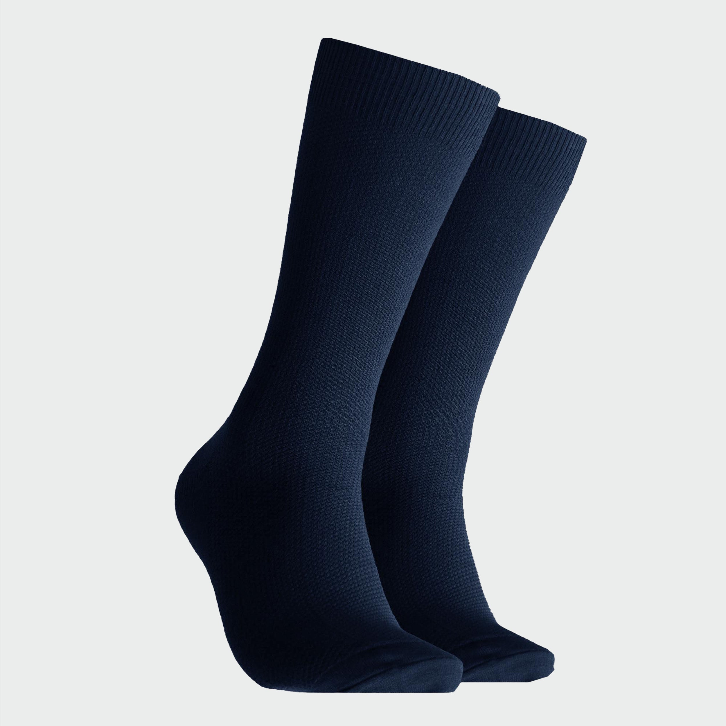 Mitchdowd Men's Waffle Bamboo Crew Socks - Navy