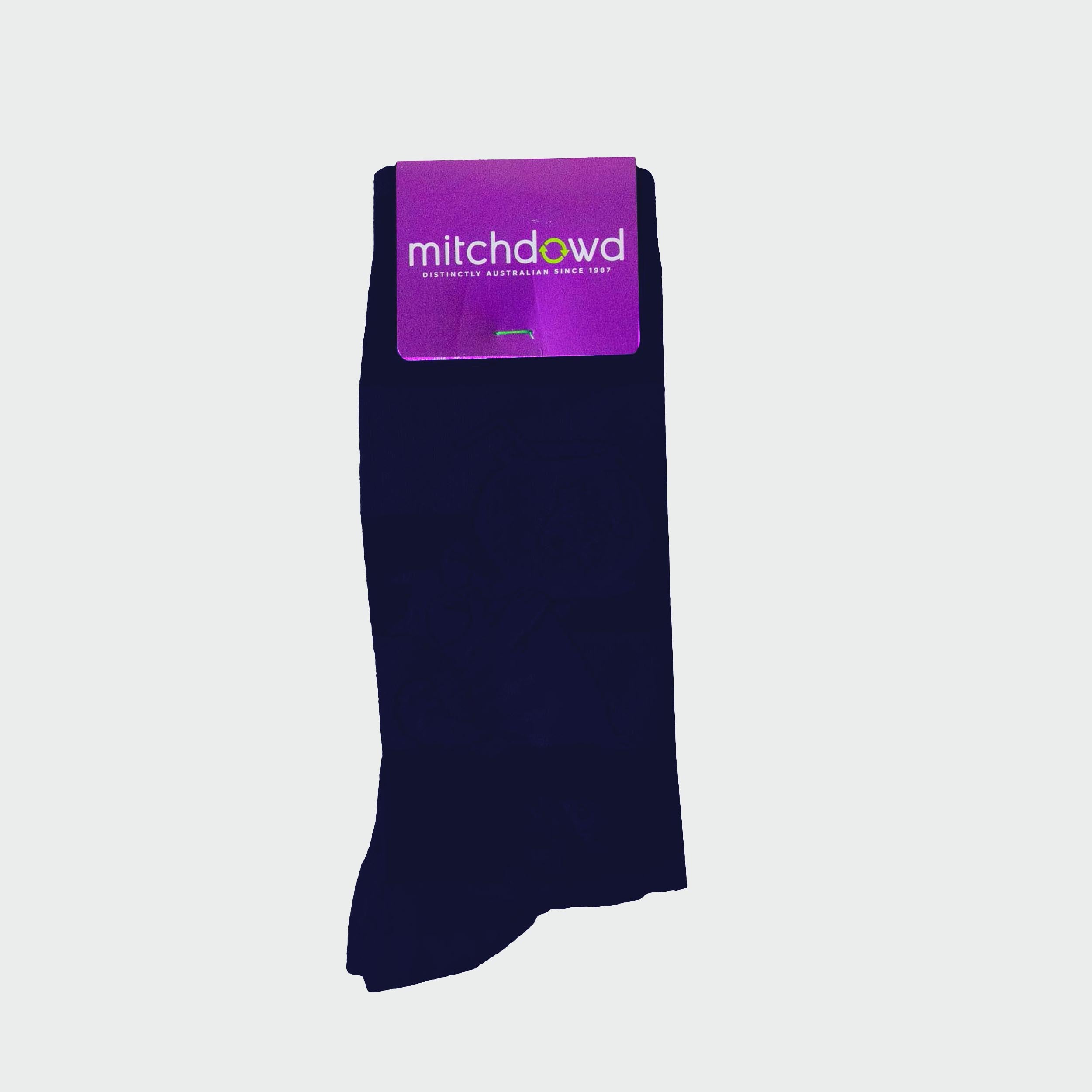 Mitchdowd Men's Waffle Bamboo Crew Socks - Navy