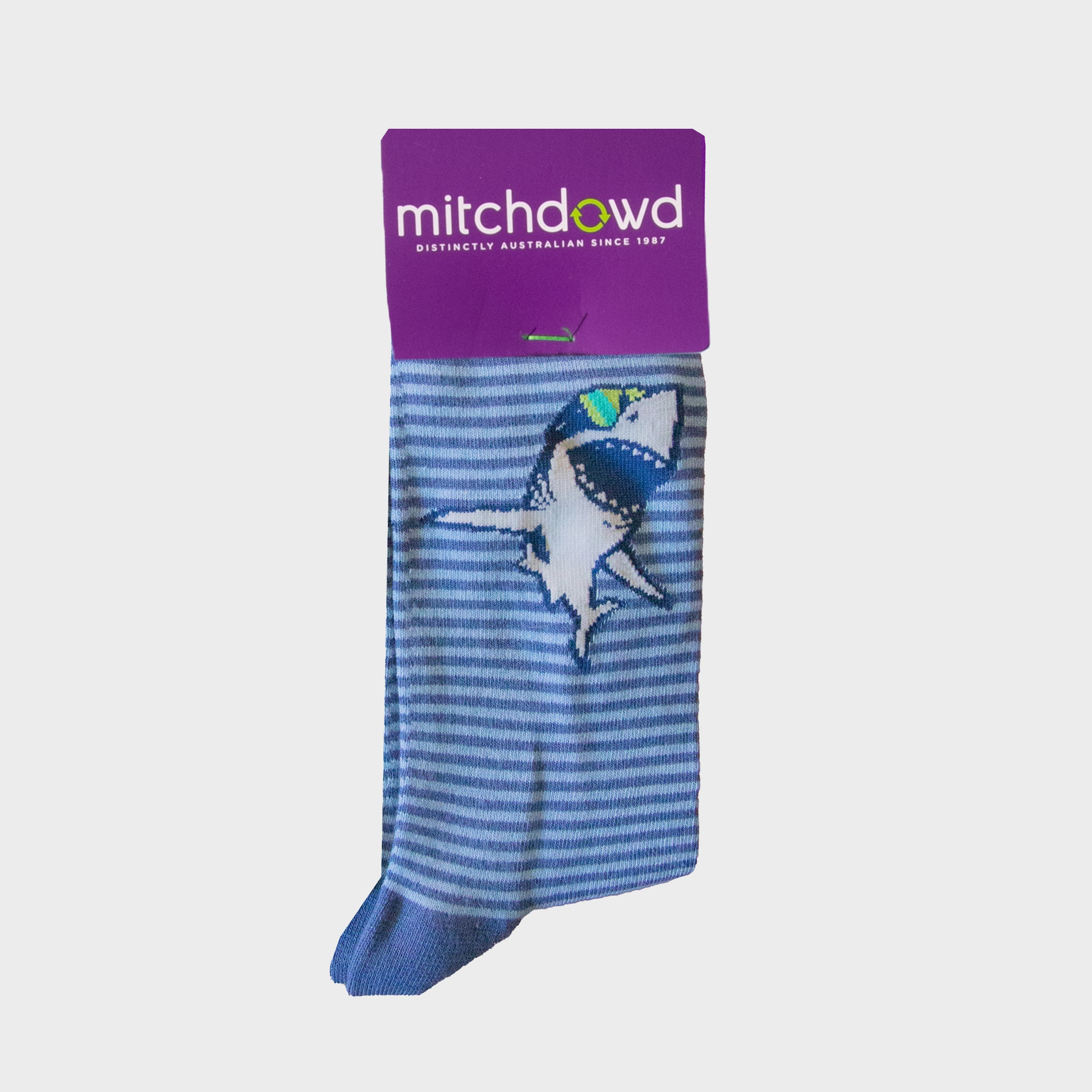 Mitchdowd Shark Stripe Bamboo Mens Socks - Blue