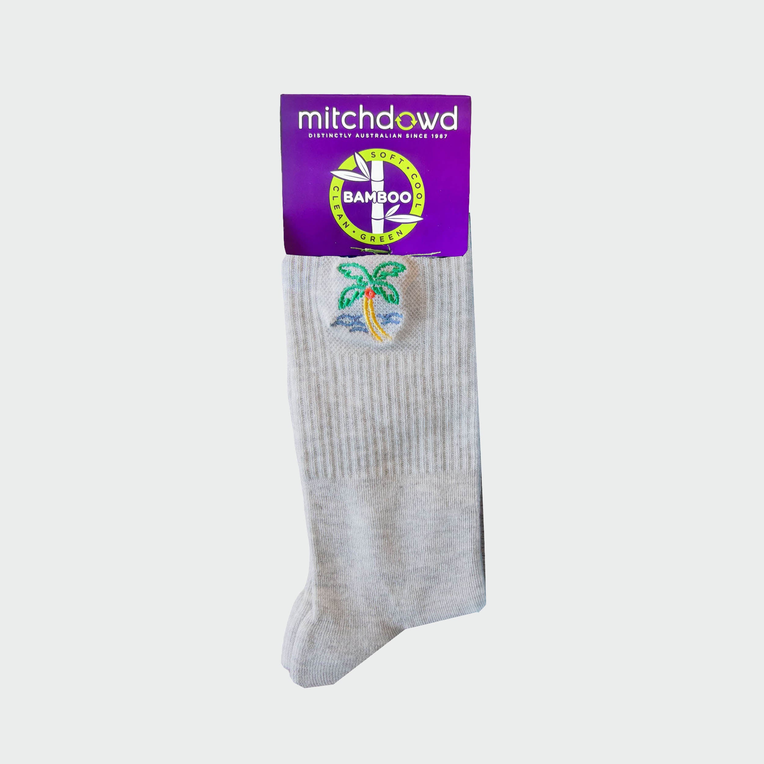 Men's Bamboo Summer Grey Marle Crew Socks
