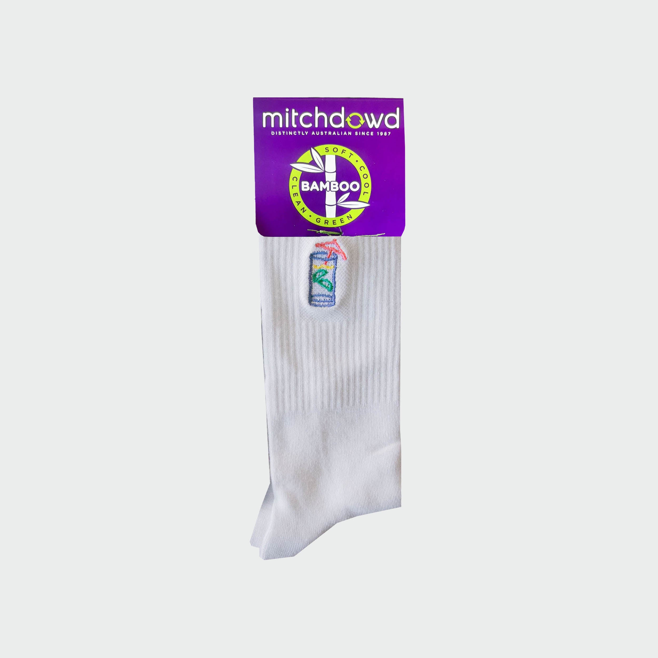 Mitchdowd Men's Bamboo Summer Fine White Sport Sock