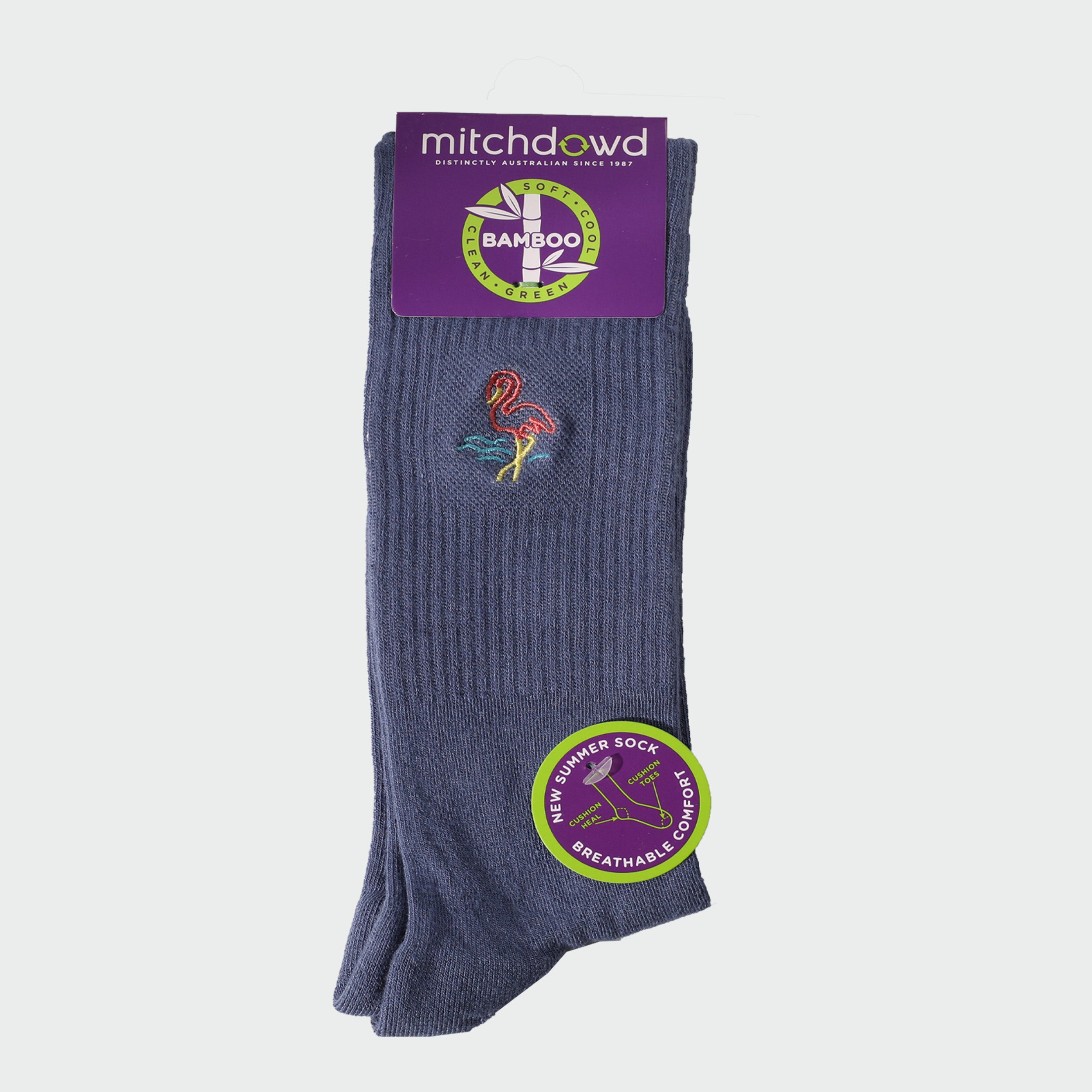 Mitchdowd Men's Summer Fine Bamboo Sport Sock - Blue