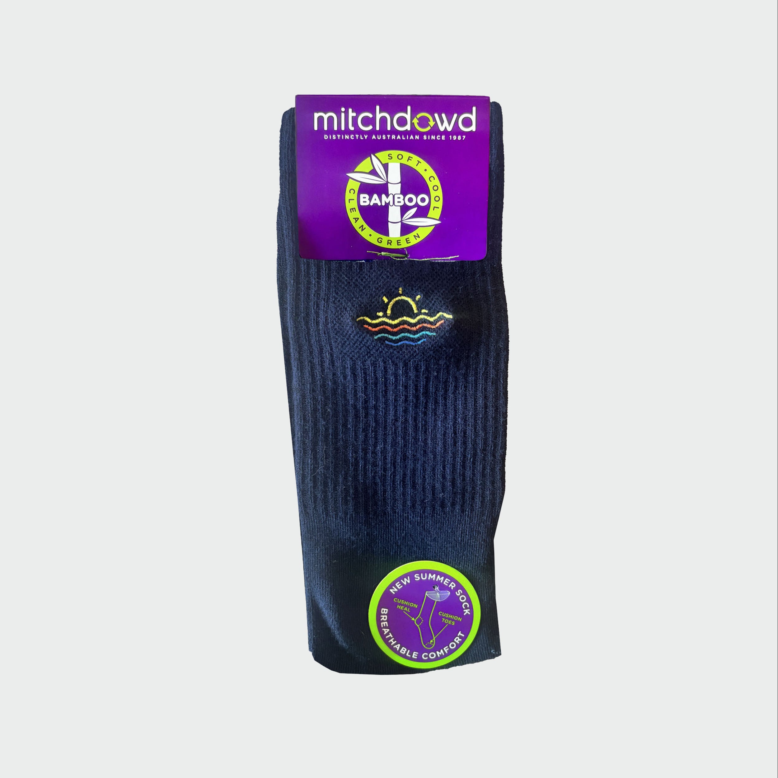 Mitchdowd Men's Bamboo Summer Fine Navy Sport Sock 