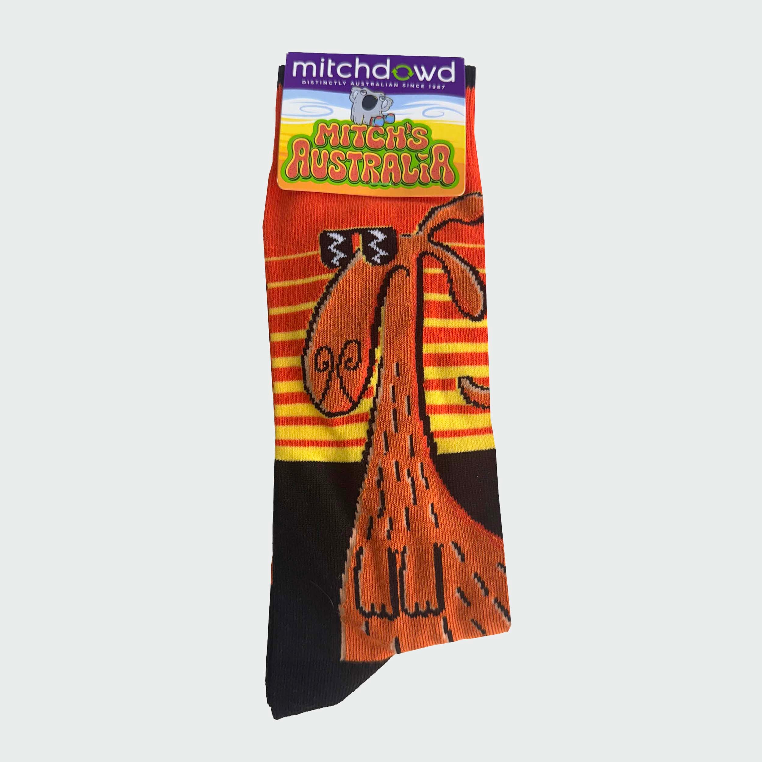 Mitchdowd Men’s Kangaroo Sunset Socks – Novelty Crew Socks