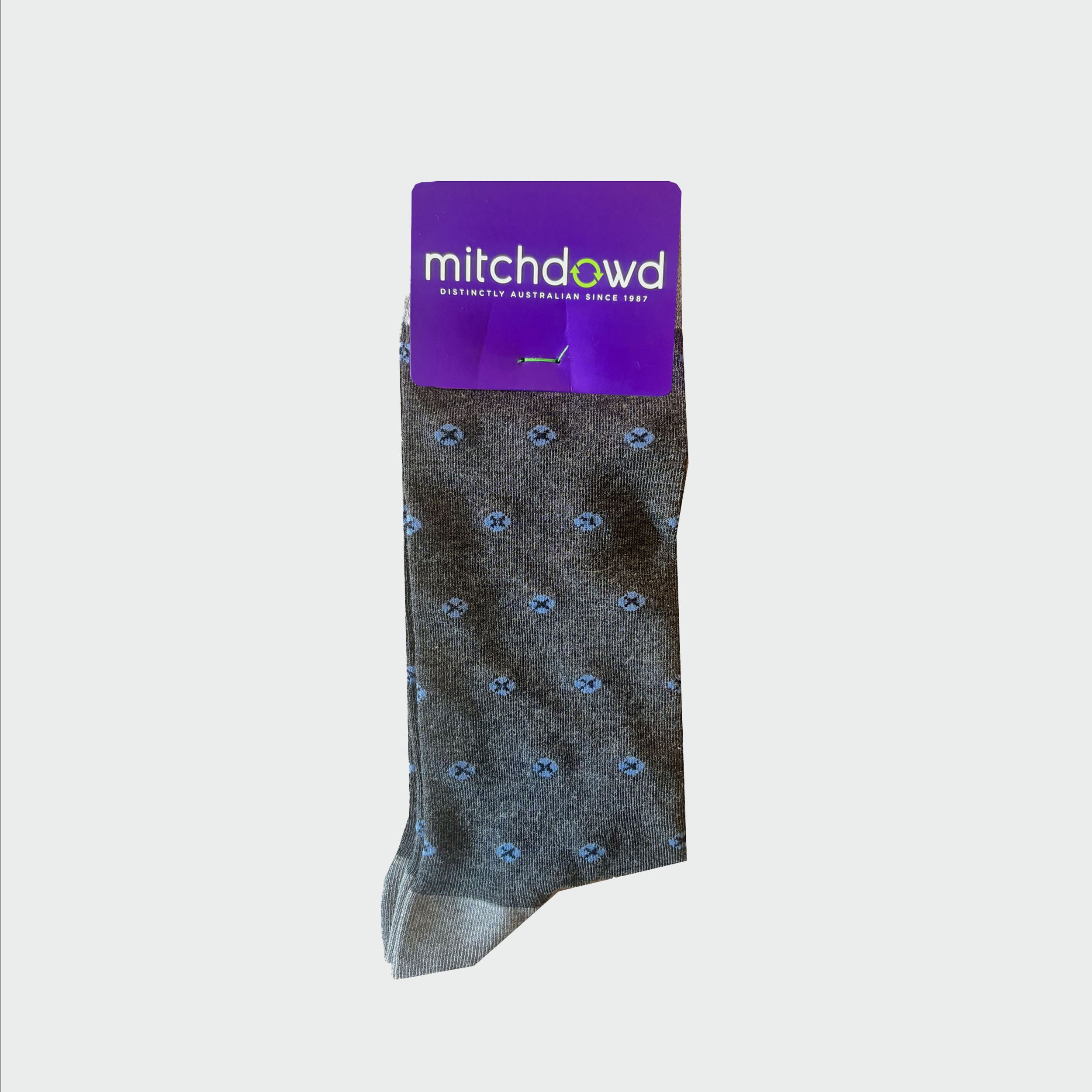 Mitch Dowd Men’s Luxe Modal Diamond Grey Crew Socks