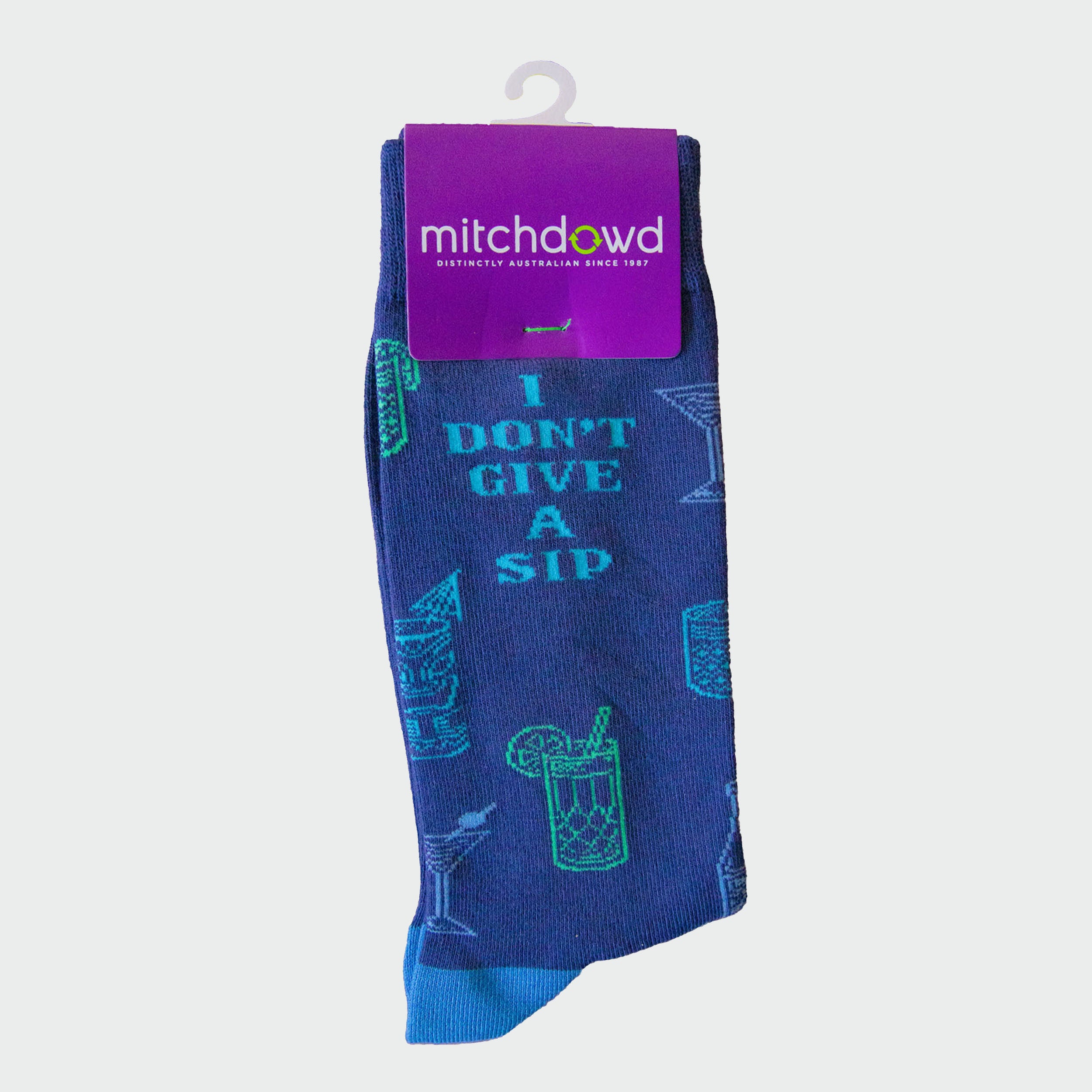 Men's Novelty Socks "I Don’t Give a Sip" Wine & Cocktail Print