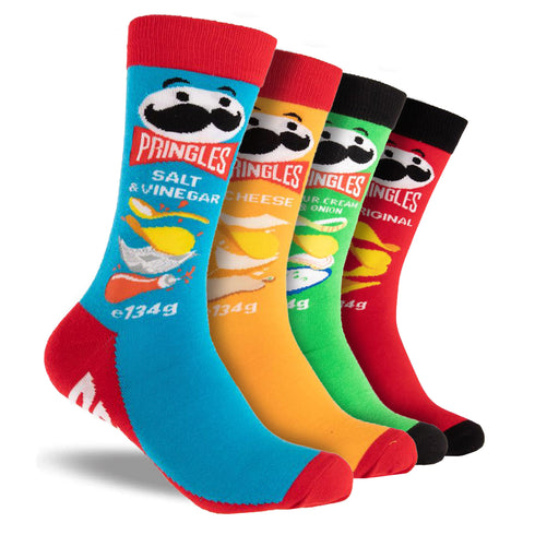 Men's Pringles Variety Cotton Crew Socks 4 Pack Gift Box - Red