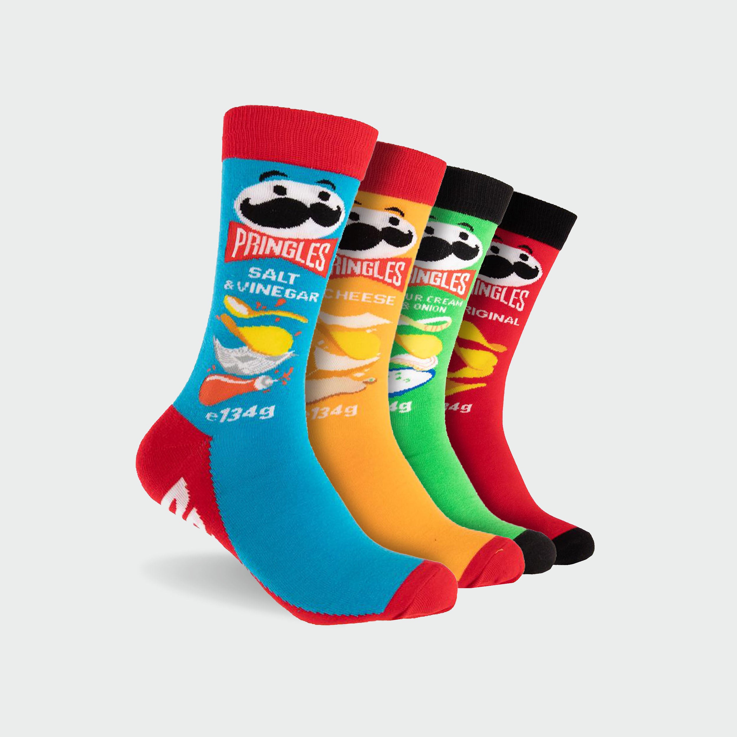 Men's Pringles Variety Cotton Crew Socks 4 Pack Gift Box - Red - Image 2