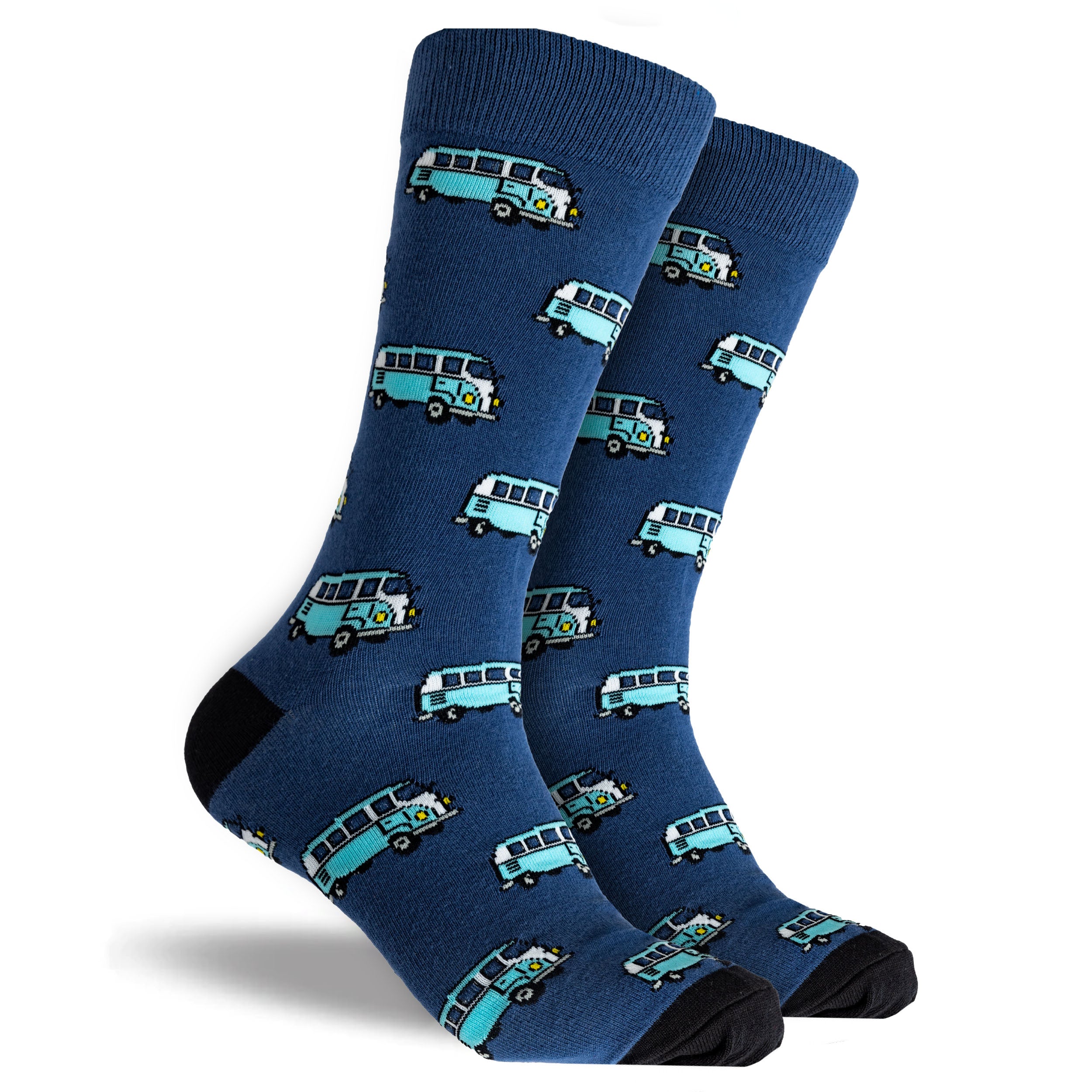 Men's Kombi & Bettle Volkswagen Cotton Crew Socks 3 Pack Gift Box - Blue & Grey - Image 3