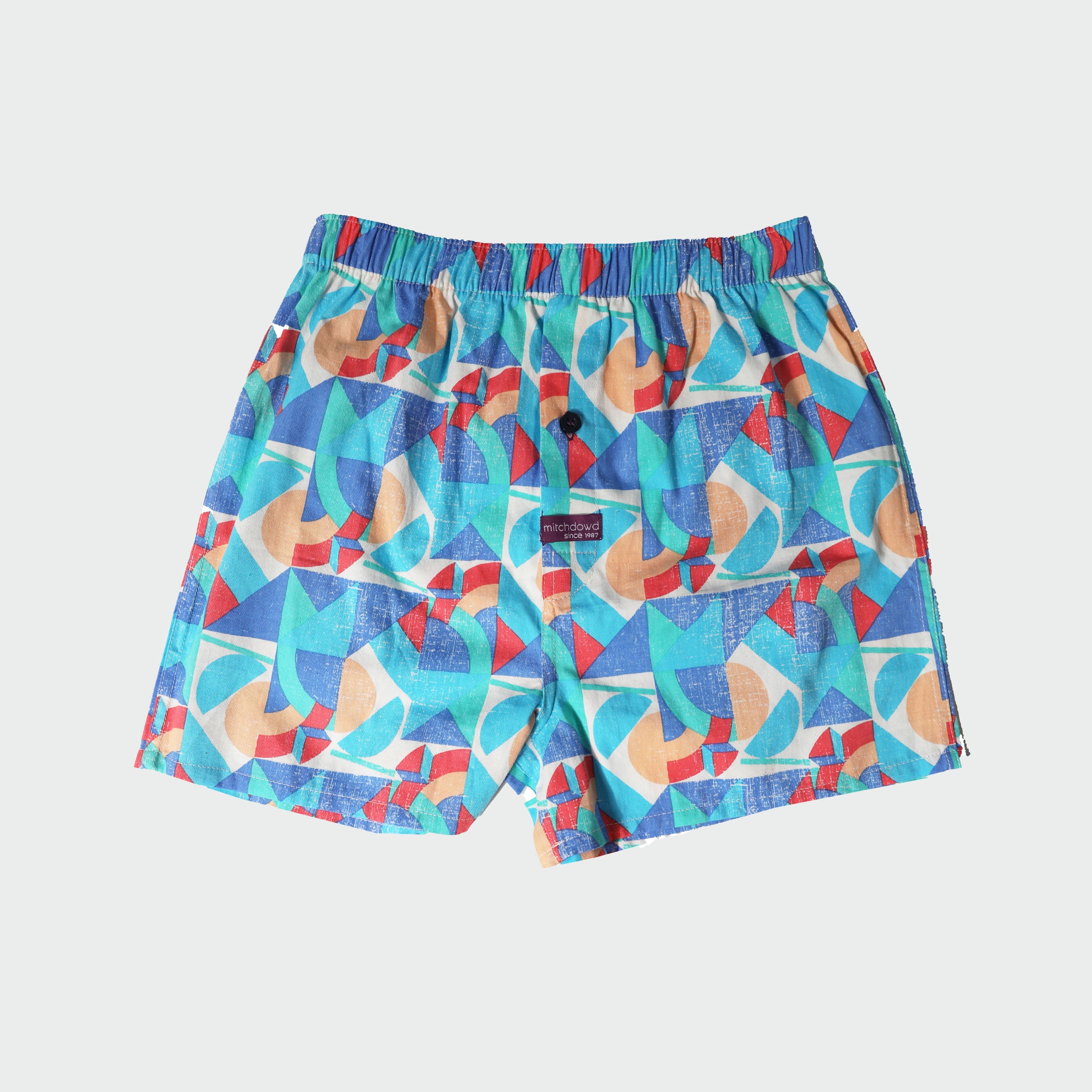 Boy's Coloured Shapes Cotton Boxer Shorts - Blue