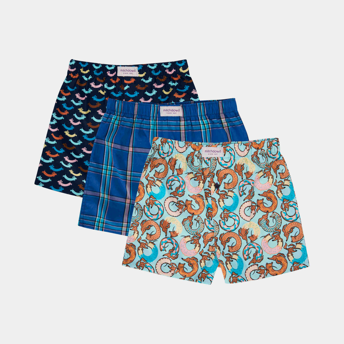Mitchdowd Boys Dognuts Cotton Boxer Shorts 3 Pack