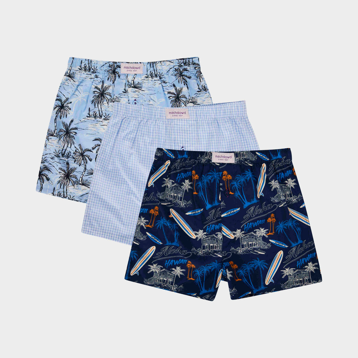 Mitchdowd Boy's Surf 1968 Cotton Boxer Shorts 3 Pack
