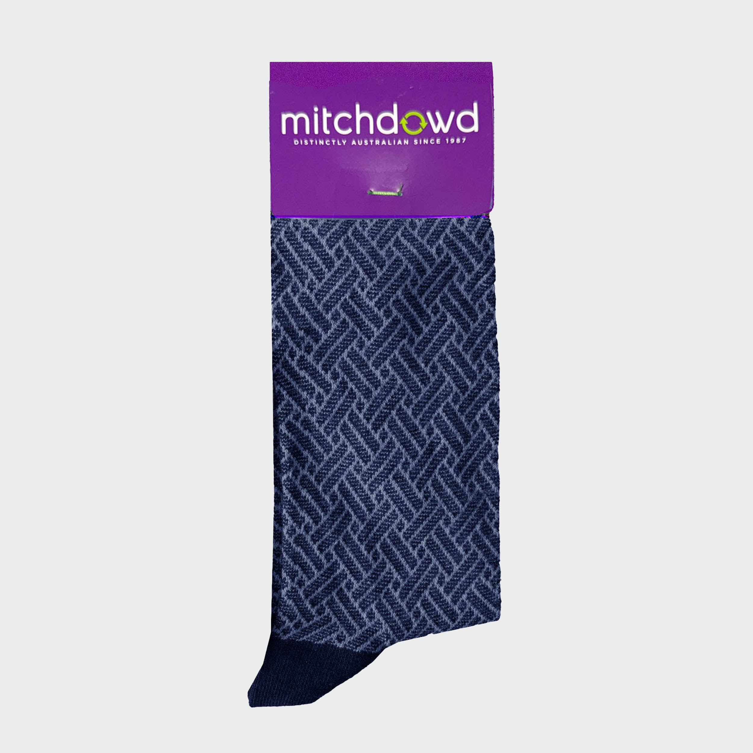 Men’s Navy Blue Pattern Dress Socks – Classic Crew Style