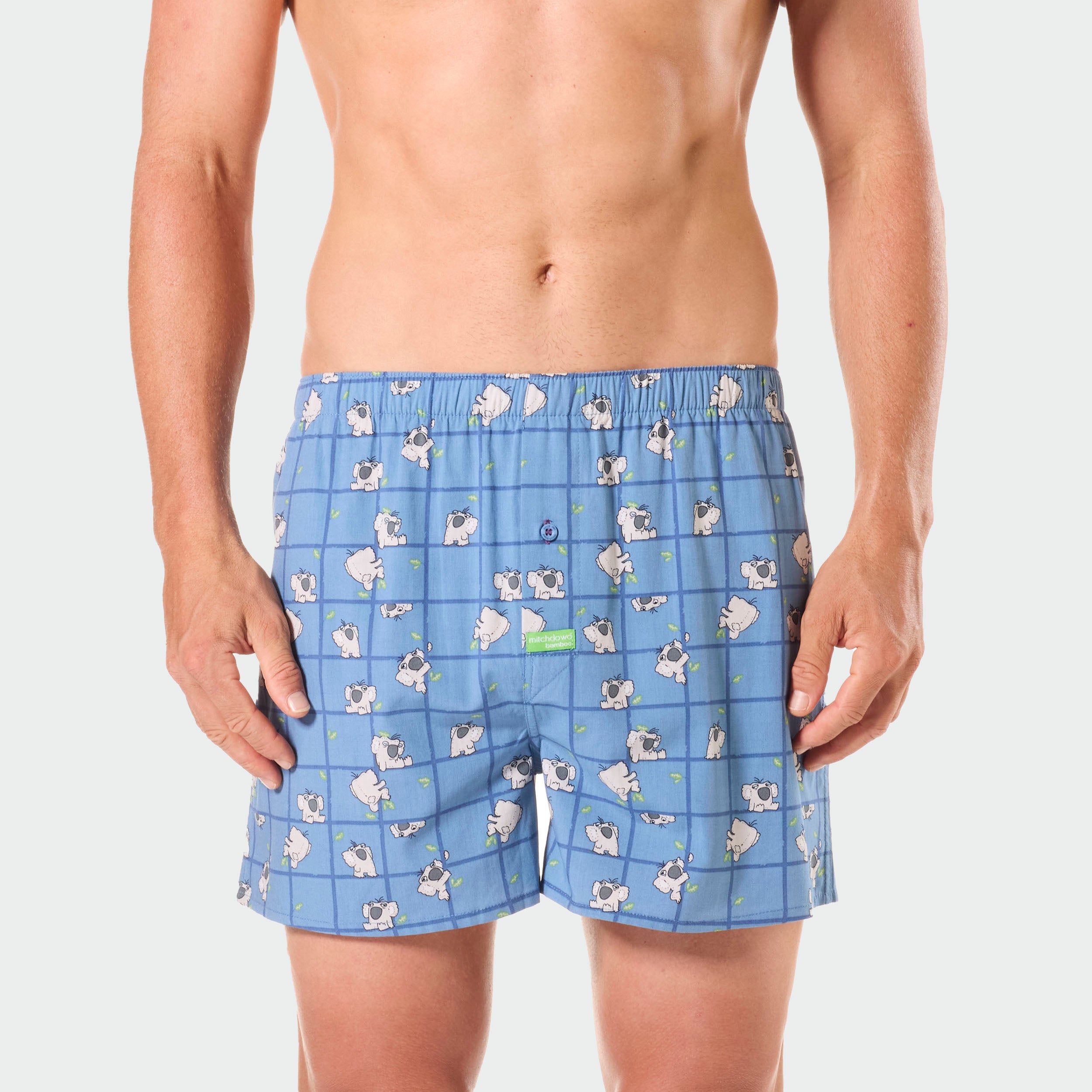 Men's Koala Grid Bamboo Boxer Shorts - Denim - Image 1