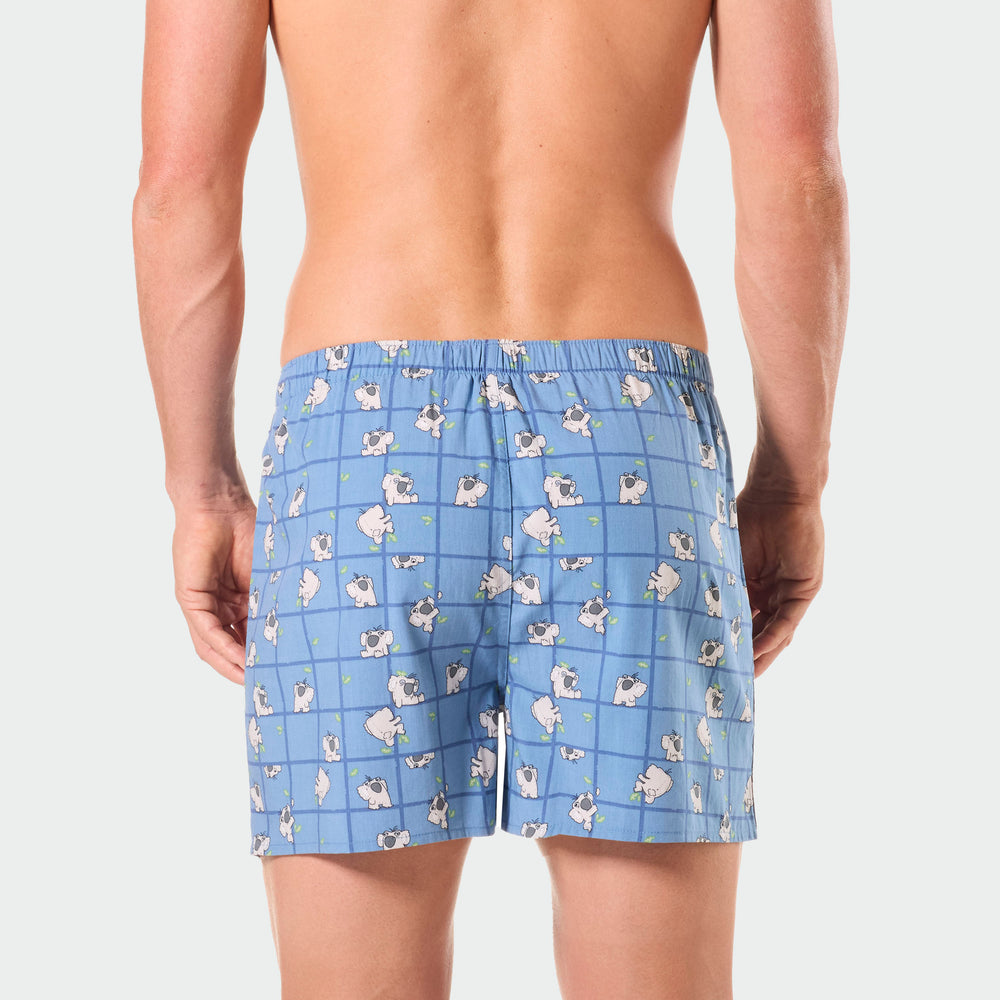 Mens Koala Grid Bamboo Boxer Shorts - Denim