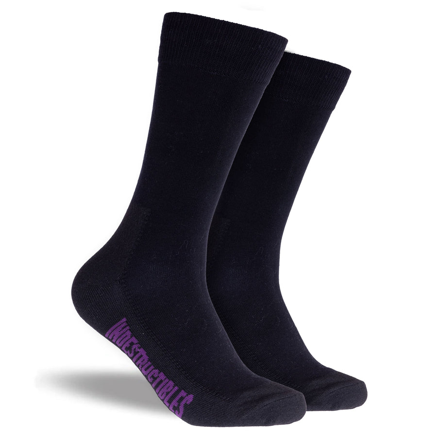 Men's Plain Cotton Indestructibles Crew Socks 2 Pack Black - Image #1