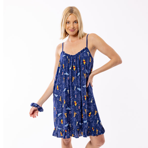 Women's Winnie The Pooh and Friends Woven Viscose Chemise and Scrunchie