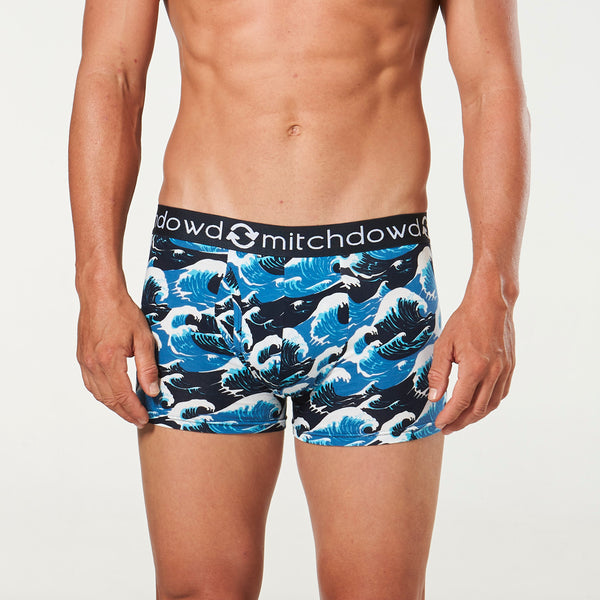 Men's Eco Wave Riders Recycled Cotton Short Leg Trunks - Blue