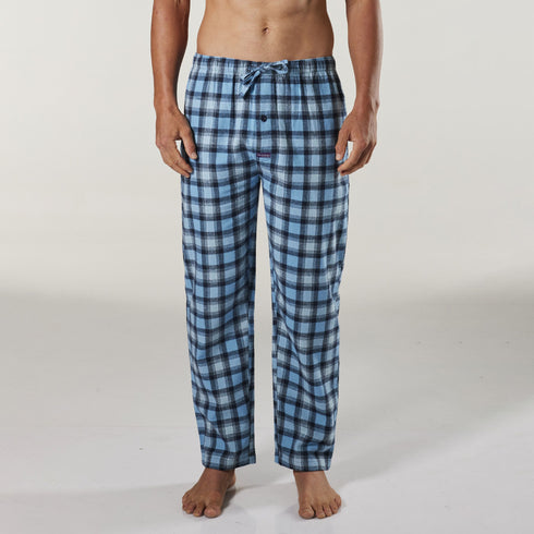 Men's Artic Check Cotton Flannel Sleep Pants - Blue