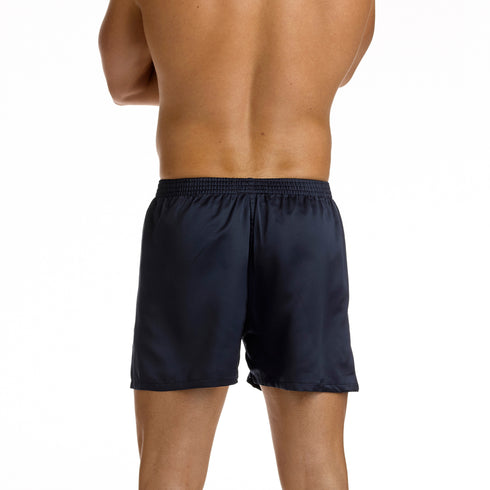 Men's Plain Luxury Satin Boxer Shorts- Navy