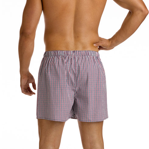 Men's Smithson Yarn Dyed Boxer Shorts - Navy/Burgundy