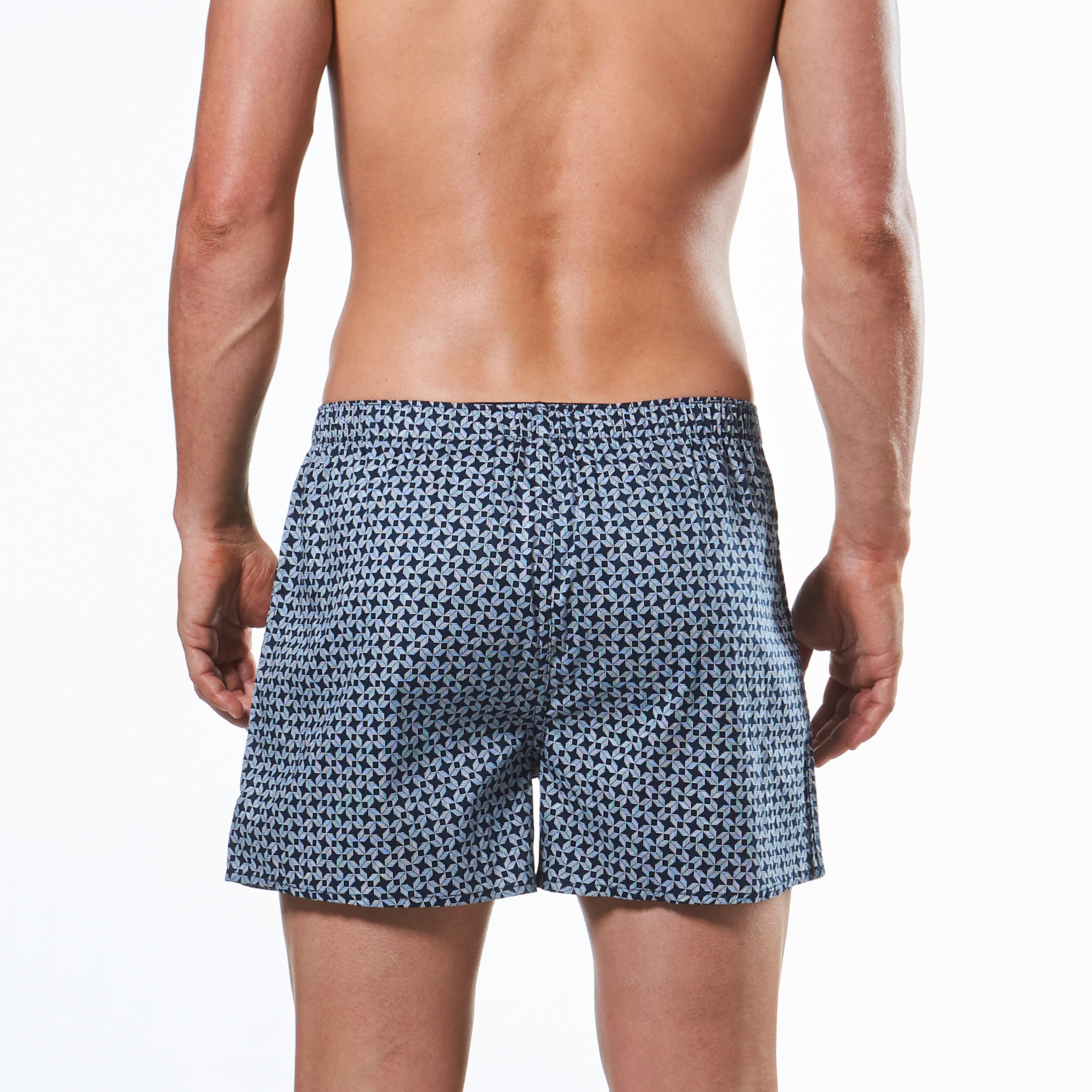 Men's Samurai Geo Soft Wash Woven Boxer Shorts - Navy - Image 3