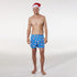 Men's Surfs Up Santa Cotton Boxer Shorts with Santa Hat Gift - Blue