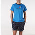 Men's Relax Cotton Printed Woven Short Pyjama Set - Blue
