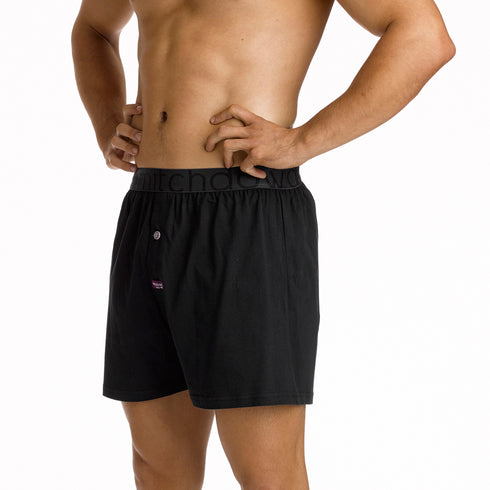 Men's Loose Fit Knit Boxer Shorts - Black