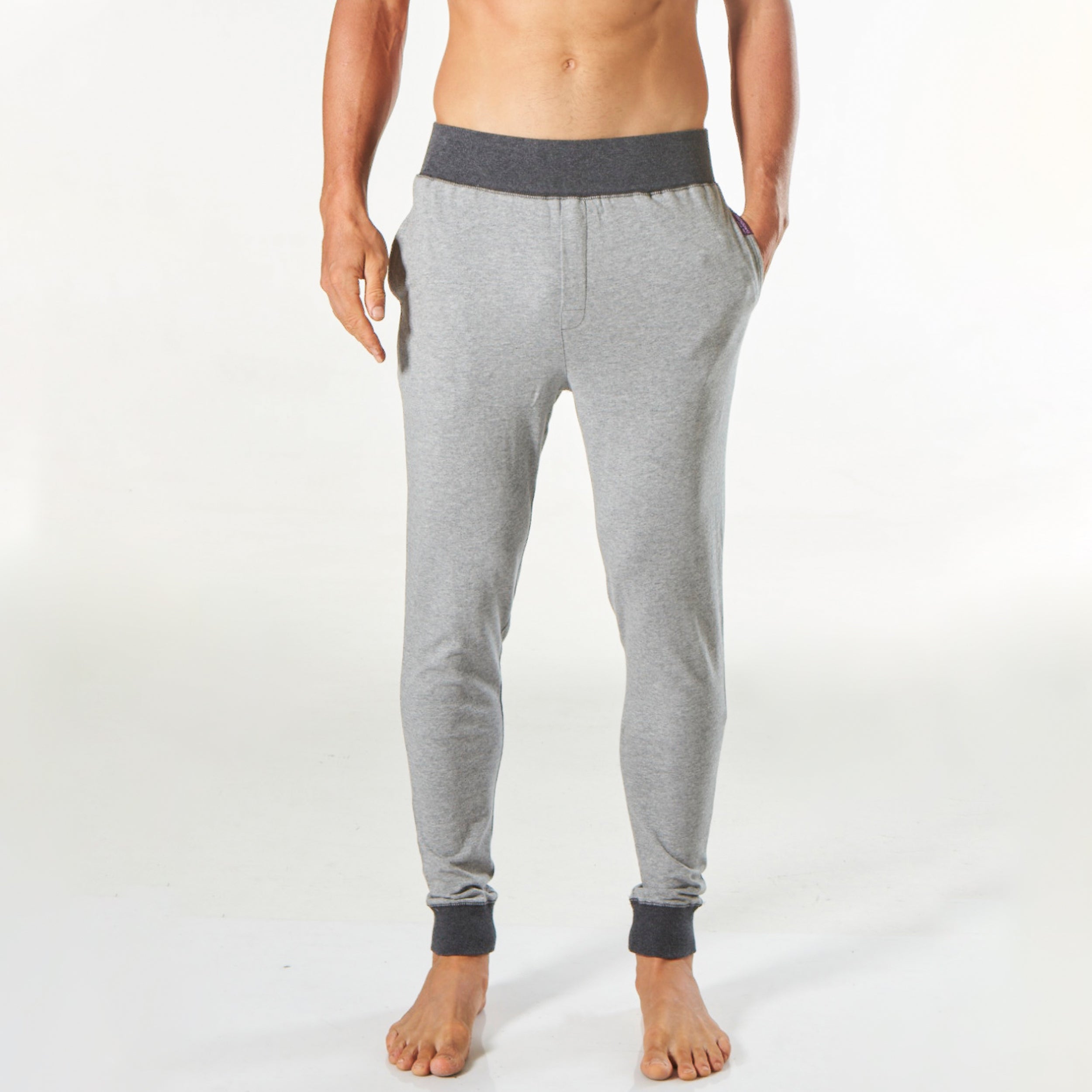 Men's Slim Leg Knit Sleep Pant - Grey Marle - Image 1