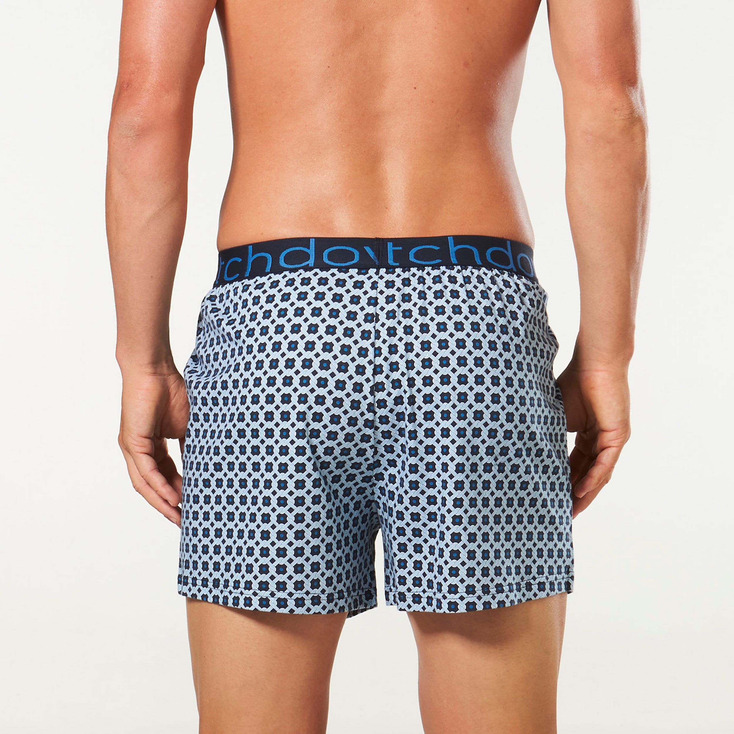 Men's Chain Link Geo Cotton Printed Loose Fit Knit Boxer Shorts - Image 3