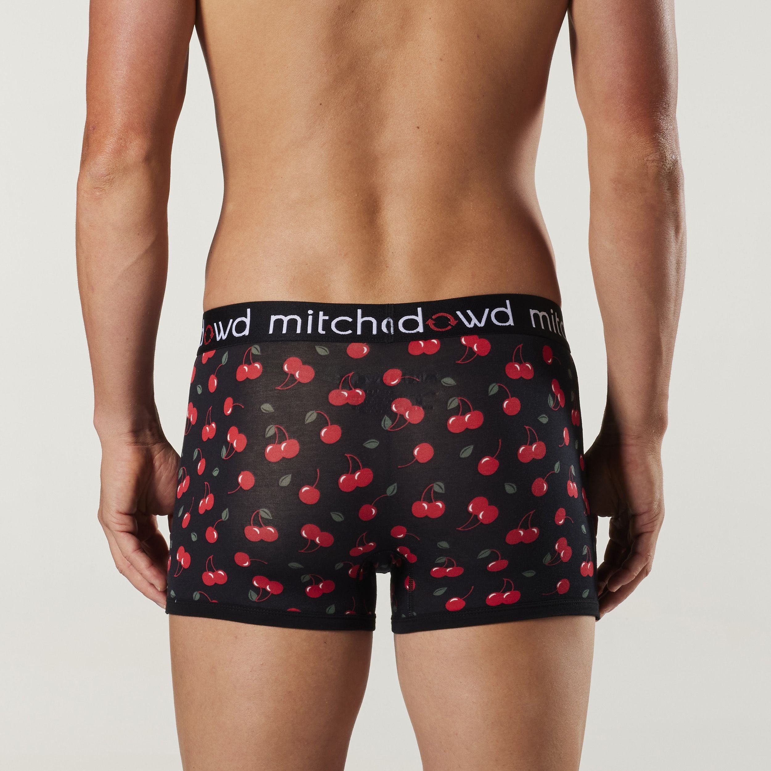 Men's Juicy Cherries Bamboo Mid-Length Trunk - Black - Image 3