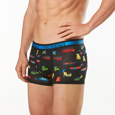 Men's Cartoon Dogs Printed Bamboo Fitted Trunk