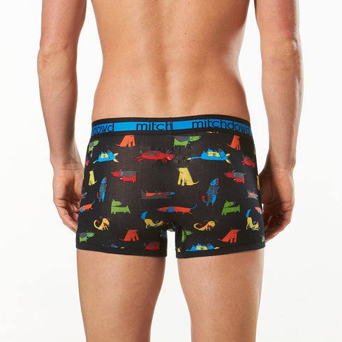 Men's Cartoon Dogs Printed Bamboo Fitted Trunk