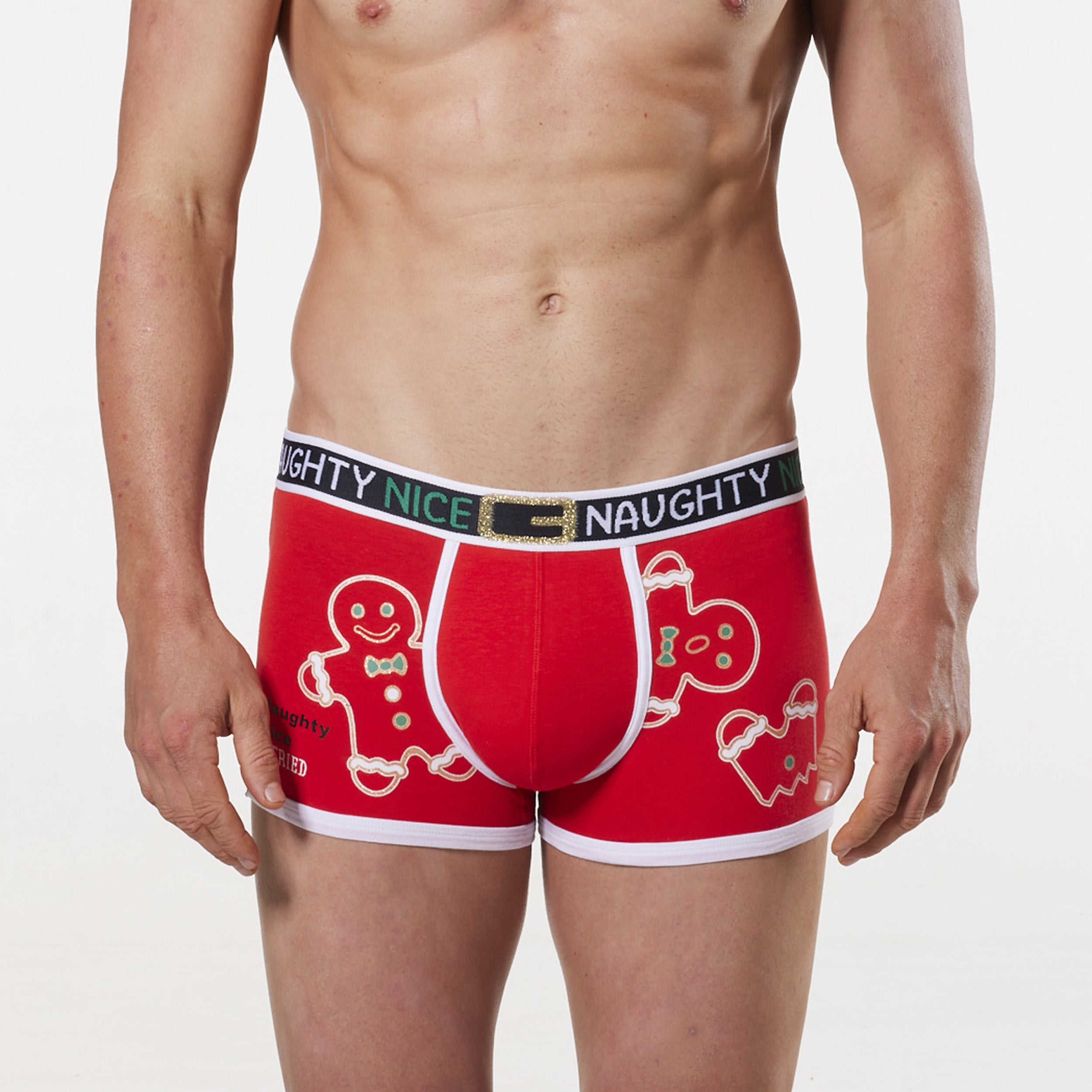 Men's Christmas Santa Cotton Trunk with Santa Hat Gift - Red - Image 2