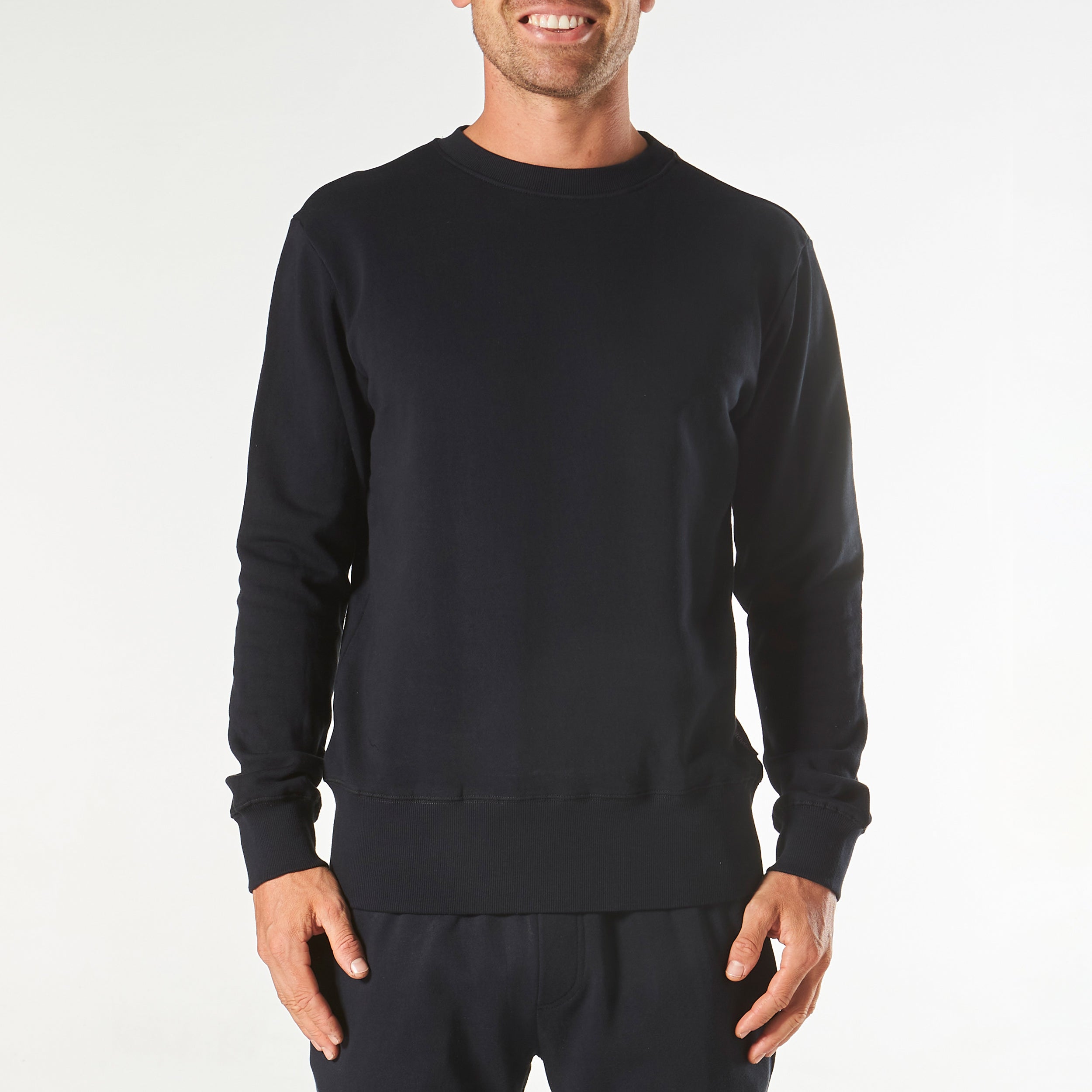 Men's Long Sleeve Crew Neck Lounge Sweat - Black - Image 1