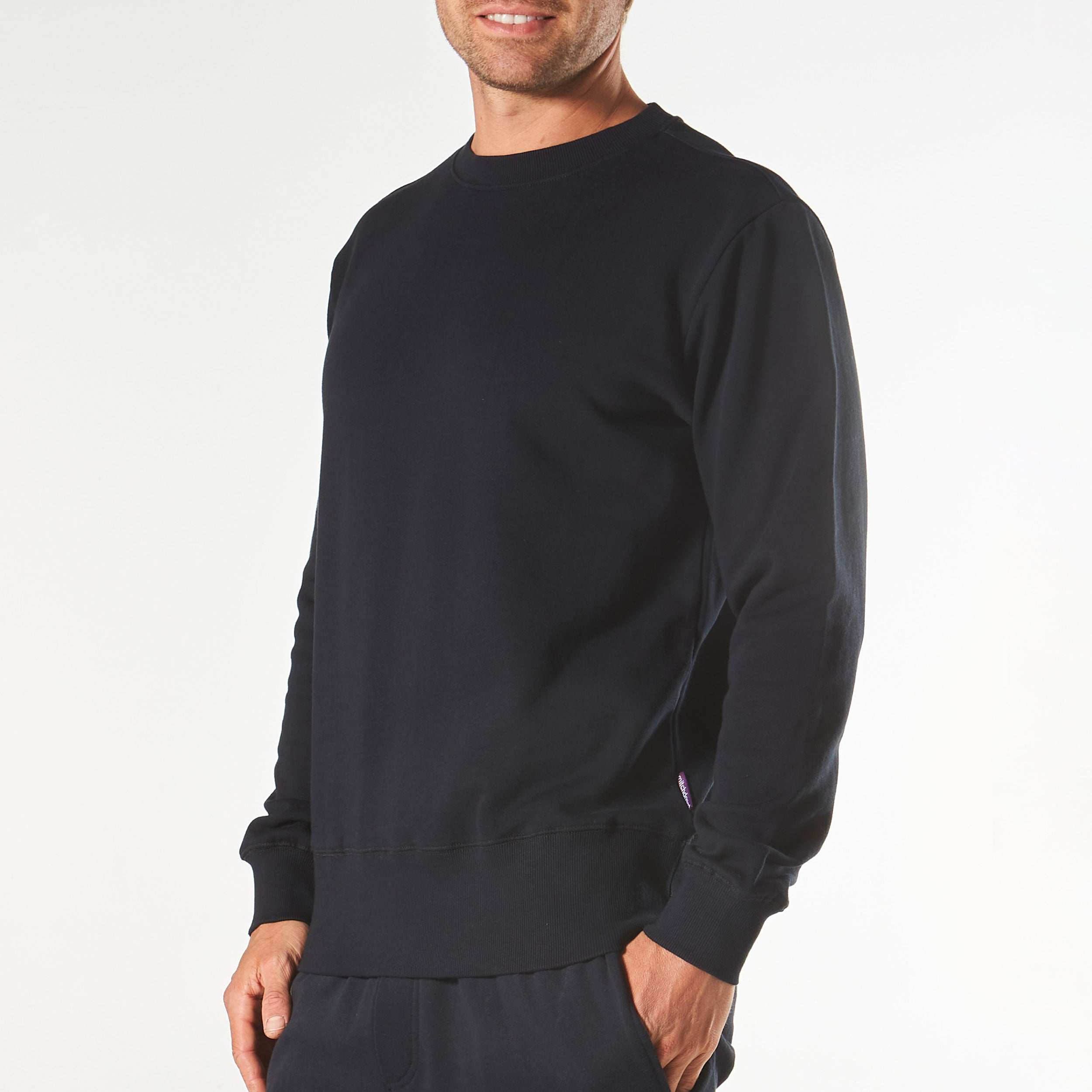 Men's Long Sleeve Crew Neck Lounge Sweat - Black - Image 4